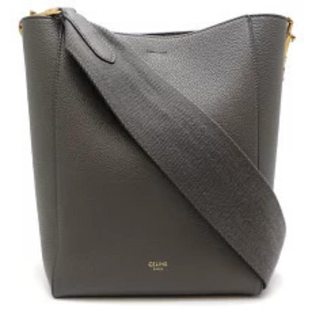 Celine Sangle Bucket Shoulder Bag Calfskin Taupe Gray